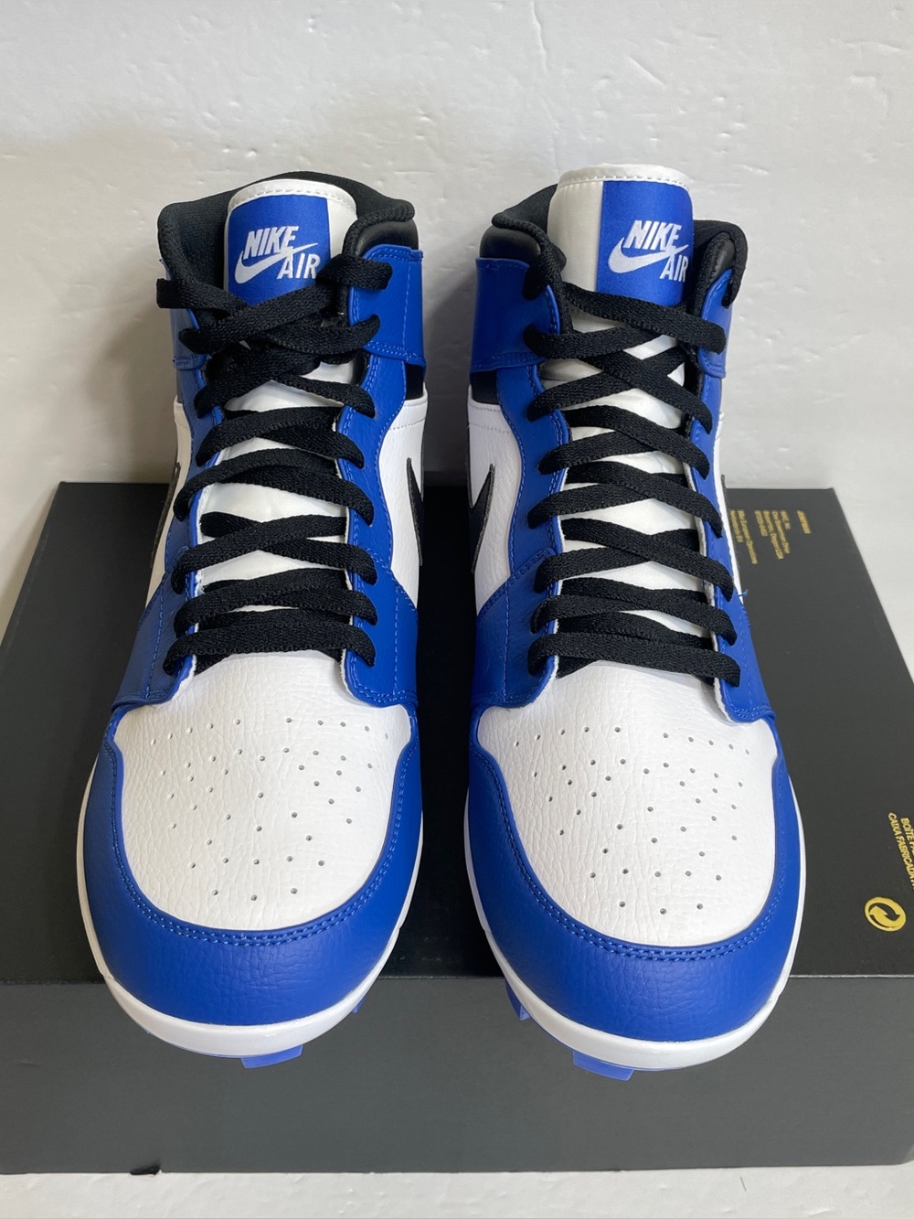 Jordan 1 Retro High MCS Baseball Cleats Sizes 12, 14 & 15 Game Royal AV5354-411 - Picture 2 of 6